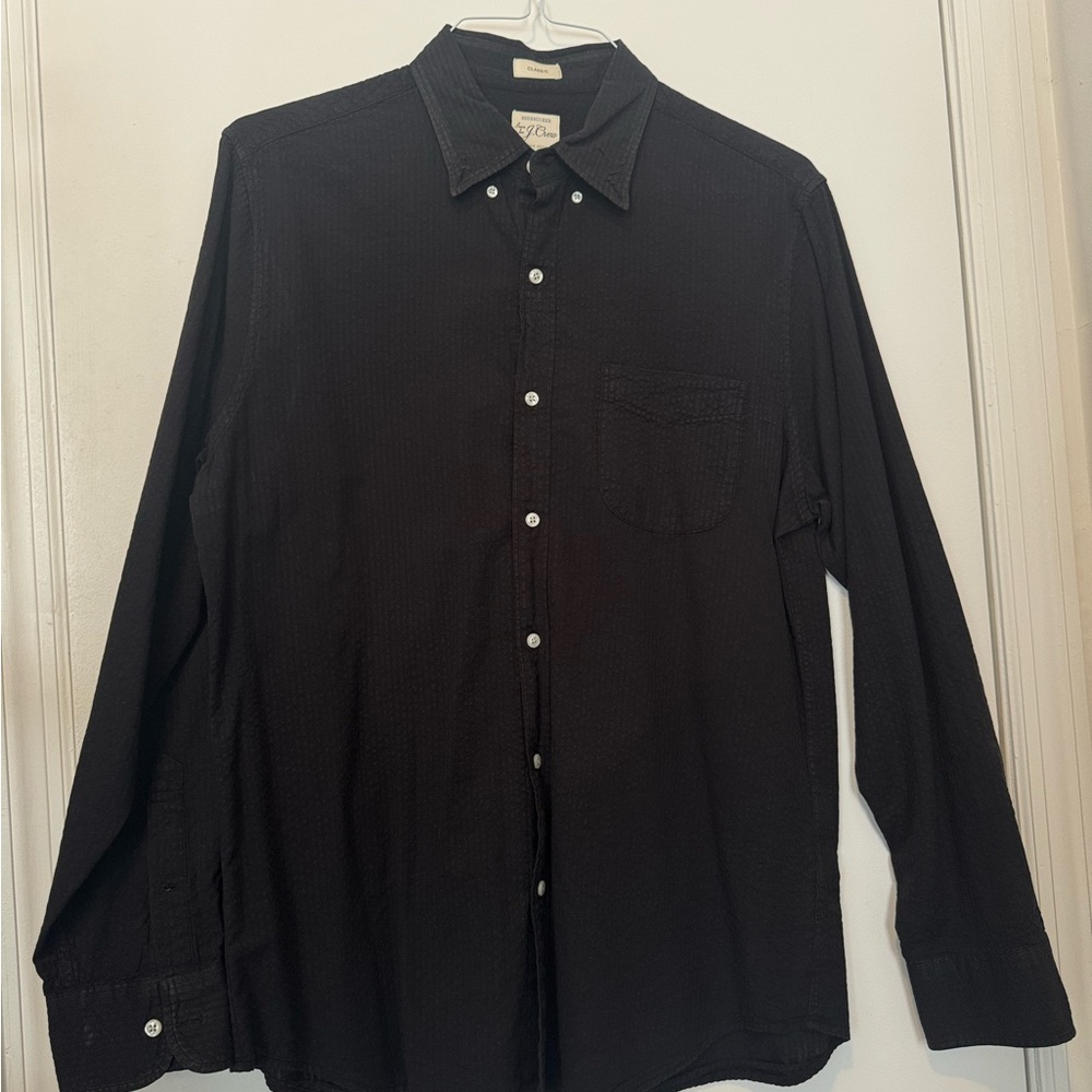 J Crew Men’s Black Seersucker Button Down (Medium)